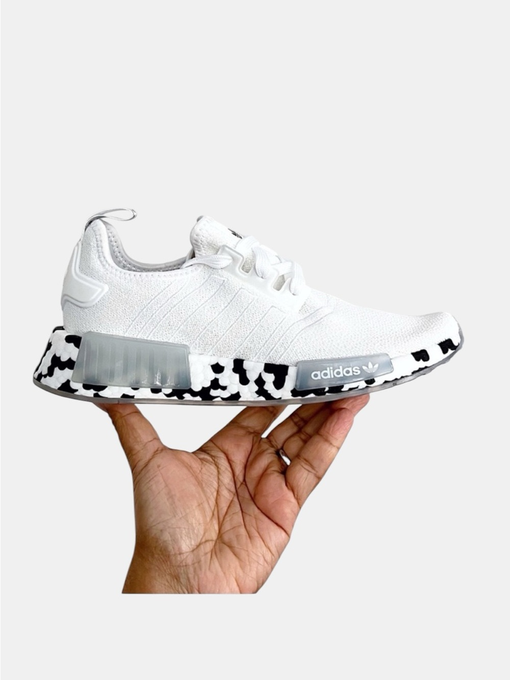 Adidas NMD R1 Black and White Speckled Sneakers 6Y / 7 Women